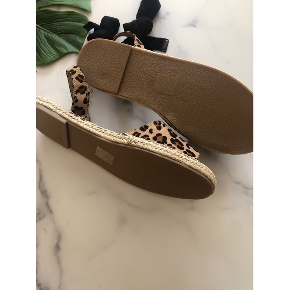 Leopard Print Ribbon Tie Leg Espadrilles - Picture 5 of 5